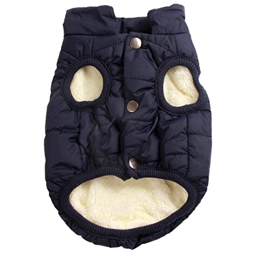 Mit Fleece gefütterte Hundejacke mit 2 Schichten von JoyDaog, sehr warm für den Winter und kaltes Wetter, extraweiche, winddichte Hundeweste(M, blau) von JoyDaog