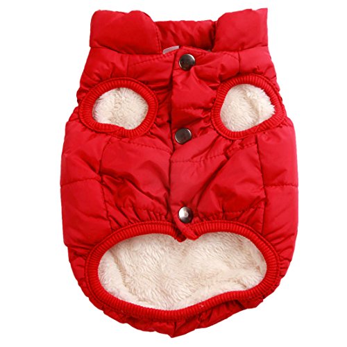 Mit Fleece gefütterte Hundejacke mit 2 Schichten von JoyDaog, sehr warm für den Winter und kaltes Wetter, extraweiche, winddichte Hundeweste(S, rot) von JoyDaog