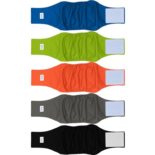joydaog wiederverwendbar Bauch Bands für Hunde, (5 Pack) waschbar Hund Windeln Male Puppy Windeln Wrap by, XS, 5 Solid Colors von JoyDaog