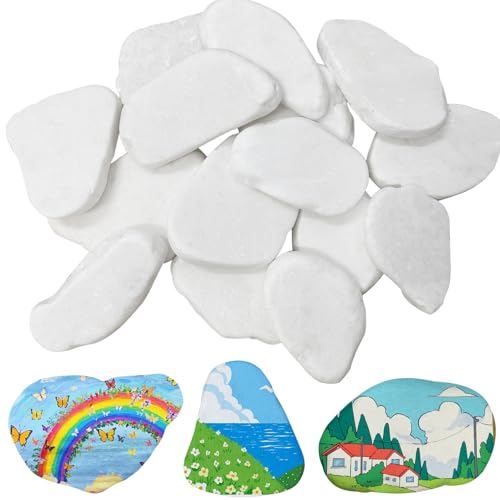 Joycabin 15 Stück Flache Steine zum Bemalen, 3-8cm Gemalter Kieselsteine, Dekosteine Naturstein Natürlicher Flussstein DIY Aquarium Deko Steine für Bunte Malerei und Dekoration Blumentöpfen (Weiß) Joycabin 15 Stück Flache Steine zum Bemalen, 3-8cm Gemalter Kieselsteine, Dekosteine Naturstein Natürlicher Flussstein DIY Aquarium Deko Steine für Bunte Malerei und Dekoration Blumentöpfen (Weiß) von Joycabin