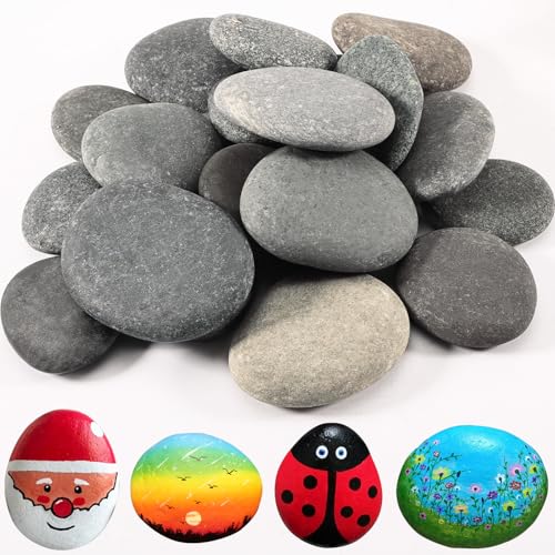 Joycabin 20 Stück Steine zum Bemalen, 3-7 cm Flache Steine zum Bemalen, Dekosteine Naturstein Natürlicher Flussstein DIY Aquarium Deko Steine für Bunte Malerei und Dekoration Blumentöpfen von Joycabin