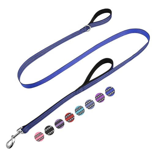 JOYEEIIOO Hundeleine mit doppeltem Griff, reflektierend, Nylon, strapazierfähig, starker Verkehrsgriff, 1,8 m, Blau JOYEEIIOO Hundeleine mit doppeltem Griff, reflektierend, Nylon, strapazierfähig, starker Verkehrsgriff, 1,8 m, Blau von Joyeeiioo