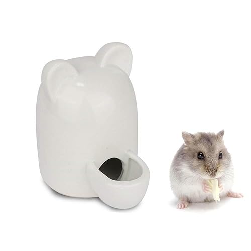 Hamster Wasserflasche Keramik Weiß, Automatischer Wasserspender Hamsterkeramik, Hamster Wasserflasche, Stumm, für Igel, Hase, Totoro, Katze, 300 ml von Joyes