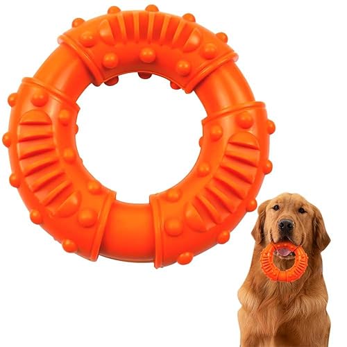 Joyes Hundespielzeug für Starke Kauer, Kauspielzeug für Hunde Ring, Hunde Kauspielzeug Gummi, Hundespielzeug Kauring, Kauring Hund Gummi Unzerstörbar, Hund Zahnpflege Spielzeug (Orange) von Joyes