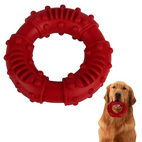Joyes Hundespielzeug für Starke Kauer, Kauspielzeug für Hunde Ring, Hunde Kauspielzeug Gummi, Hundespielzeug Kauring, Kauring Hund Gummi Unzerstörbar, Hund Zahnpflege Spielzeug (Rot) von Joyes