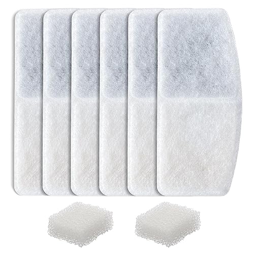 JOYFAST 6 Stück Ersatzfilter & 2 Pack Ersatzfilterschwämme Set für automatischen Haustierbrunnen Katze Wasserbrunnen Katze Wasserspender von Joyfast