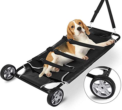 Joyfitness Haustiertrage Faltbare Tragbare Trage Notfallrettungstrage Mit Sicherheitsgurt, Um Ihr Haustier Mit 2 Rädern Für Hunde Und Andere Tiere Sicher Zu Halten von Ewbob