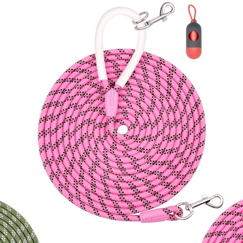 JoyfulPaws Rückrufleine für Hunde 1,8 m, 3 m, 6 m, 9 m, komfortabler Silikongriff, reflektierend, kein Verheddern, für kleine, mittlere, große Hunde, ideal für Spaziergänge, Camping (Rosa, 1.8 mx1cm) JoyfulPaws Rückrufleine für Hunde 1,8 m, 3 m, 6 m, 9 m, komfortabler Silikongriff, reflektierend, kein Verheddern, für kleine, mittlere, große Hunde, ideal für Spaziergänge, Camping (Rosa, 1.8 mx1cm) von JoyfulPaws
