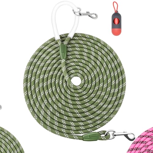 JoyfulPaws Rückrufleine für Hunde 1,8 m, 3 m, 6 m, 9 m, komfortabler Silikongriff, reflektierend, kein Verheddern, für kleine, mittlere, große Hunde, ideal für Spaziergänge,Camping (Olivgrün,1,8mx1cm) JoyfulPaws Rückrufleine für Hunde 1,8 m, 3 m, 6 m, 9 m, komfortabler Silikongriff, reflektierend, kein Verheddern, für kleine, mittlere, große Hunde, ideal für Spaziergänge,Camping (Olivgrün,1,8mx1cm) von JoyfulPaws