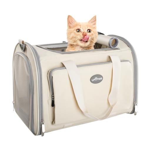 Transporttasche für Katzen, Tragetaschen für Hunde, atmungsaktiv und faltbar, Transportbox für Katzen mit verstellbarem Schultergurt (Beige) von Joyfultails