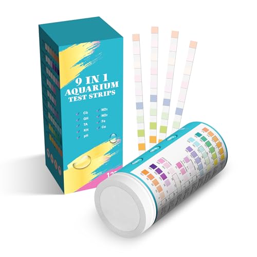 Joygain 9 IN 1 Teststreifen Aquarium for Wassertest: 125 Stück Aquarium Teststreifen Genaue Prüfung Nitrat Nitrit Härte Freies Chlor pH Karbonat Gesamtalkalität für Aquarium Fischtank von Joygain