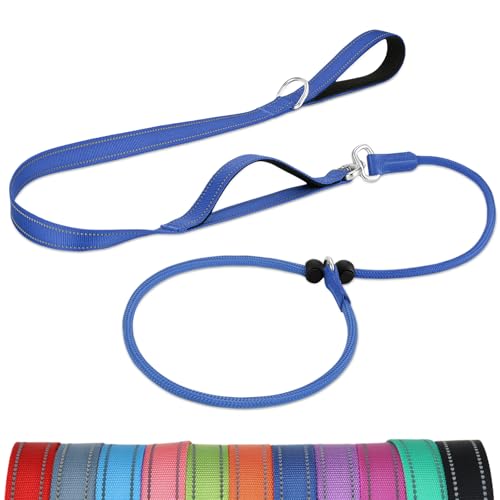 Joytale Doppelter Griff Retrieverleine mit Zugstopp, 1,8m Verhedderungsfreies Trainingsleine für Hunde, Reflektierend Führleine aus weichem Nylon für Kleine und Mittlere Hunde, Navy Blau Joytale Doppelter Griff Retrieverleine mit Zugstopp, 1,8m Verhedderungsfreies Trainingsleine für Hunde, Reflektierend Führleine aus weichem Nylon für Kleine und Mittlere Hunde, Navy Blau von Joytale