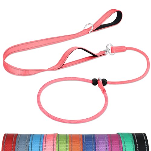 Joytale Doppelter Griff Retrieverleine mit Zugstopp, 1,8m Verhedderungsfreies Trainingsleine für Hunde, Reflektierend Führleine aus weichem Nylon für Kleine und Mittlere Hunde, Rosa Joytale Doppelter Griff Retrieverleine mit Zugstopp, 1,8m Verhedderungsfreies Trainingsleine für Hunde, Reflektierend Führleine aus weichem Nylon für Kleine und Mittlere Hunde, Rosa von Joytale