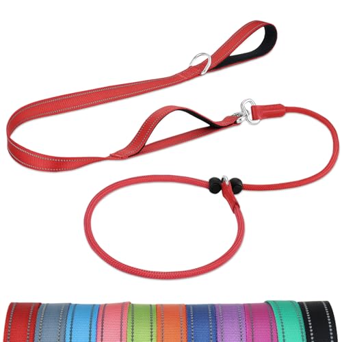 Joytale Doppelter Griff Retrieverleine mit Zugstopp, 1,8m Verhedderungsfreies Trainingsleine für Hunde, Reflektierend Führleine aus weichem Nylon für Kleine und Mittlere Hunde, Rot Joytale Doppelter Griff Retrieverleine mit Zugstopp, 1,8m Verhedderungsfreies Trainingsleine für Hunde, Reflektierend Führleine aus weichem Nylon für Kleine und Mittlere Hunde, Rot von Joytale