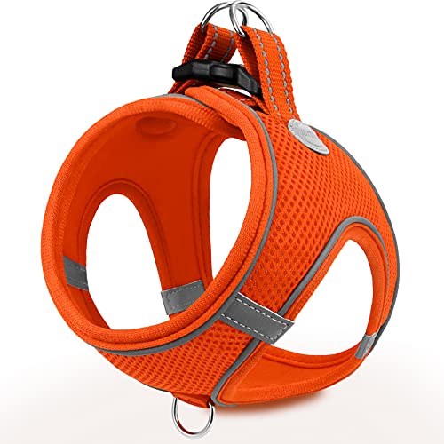 Joytale Hundegeschirr, Reflektierend Weich Gepolstert Hunde Geschirr, Air-Mesh Atmungsaktiv Brustgeschirr für Mittelgroße Hunde, XL, Orange von Joytale