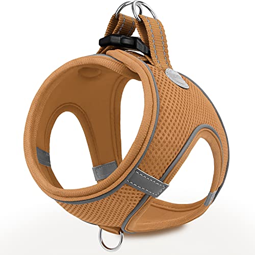 Joytale Hundegeschirr, Reflektierend Weich Gepolstert Hunde Geschirr, Air-Mesh Atmungsaktiv Brustgeschirr für Welpen, Kleine Hunde, XS, Khaki von Joytale