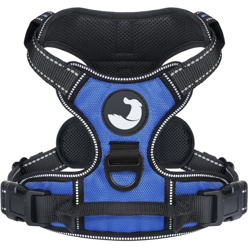 Joytale Hundegeschirr Grosse Hunde, Reflektierend Weich Gepolsterte Hunde Geschirre Anti Zug, Verstellbar Atmungsaktiv Brustgeschirr mit Sichere Einfachem Steuergriff, Navy Blau, L von Joytale