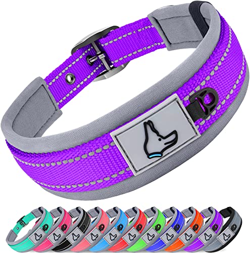 Joytale Hundehalsband, Weich Gepolstert Neopren Halsbänder für Extra Große Hunde, Nylon Reflektierend Breit Halsband Hund, Lila von Joytale