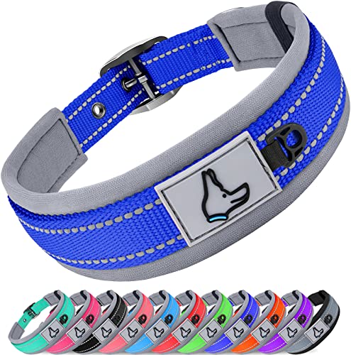 Joytale Hundehalsband, Weich Gepolstert Neopren Halsbänder für Große Hunde, Nylon Reflektierend Breit Halsband Hund, Königsblau von Joytale