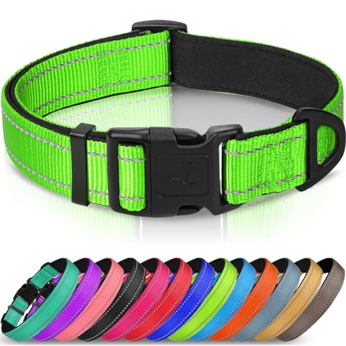 Joytale Halsband Hund, Gepolstertes Hundehalsband Breit aus Neopren Nylon Hundehalsband Verstellbar für Große Hunde, Weich und Reflektierend Hundehalsbänder, XL, Grün Joytale Halsband Hund, Gepolstertes Hundehalsband Breit aus Neopren Nylon Hundehalsband Verstellbar für Große Hunde, Weich und Reflektierend Hundehalsbänder, XL, Grün von Joytale