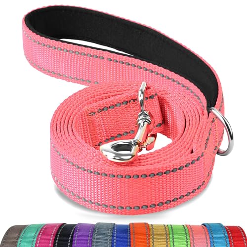 Joytale Hundeleine, 1.8/1.5/1.2m Reflektierende Leine aus Nylon mit Gepolstertem Griff für Große Mittel Hunde, 1.5m × 2.5cm, Rosa von Joytale