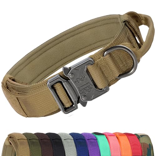 Joytale Taktisches Hundehalsband mit Griff Halsband Hund 3.8 cm Breit Hundehalsband für Große Hunde Verstellbar aus Nylon, Khaki, L Joytale Taktisches Hundehalsband mit Griff Halsband Hund 3.8 cm Breit Hundehalsband für Große Hunde Verstellbar aus Nylon, Khaki, L von Joytale