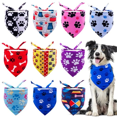 JpGdn 10 Stück kleine Hunde Bandanas Pfotenmuster Dreieckstuch für kleine mittelgroße Hunde Katzen Kaninchen Weiche Lätzchen Waschbar Haustier Halstuch Hundepflege Zubehör Kostüm von JpGdn