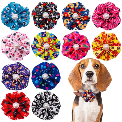 JpGdn 12 x Hundehalsband-Schleifen, Schleifen-Befestigung, Pfotenabdruck für kleine, mittelgroße Mädchen, weibliche Katzen, Welpen, Alpaka, Kaninchen, Halsschleifen, Fellpflege-Zubehör JpGdn 12 x Hundehalsband-Schleifen, Schleifen-Befestigung, Pfotenabdruck für kleine, mittelgroße Mädchen, weibliche Katzen, Welpen, Alpaka, Kaninchen, Halsschleifen, Fellpflege-Zubehör von JpGdn