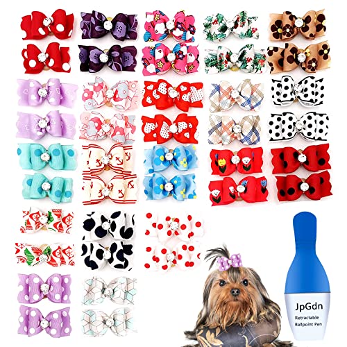 JpGdn 50 Stück Hunde-Haarschleifen mit Gummibändern, Katzen, Topknoten, Fliegen, Haarpflegezubehör für kleine, mittelgroße und lange Haare, Welpen, Welpen, Kätzchen von JpGdn