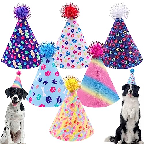 JpGdn 6 x Hunde-Geburtstagshut, Partyzubehör für mittelgroße und große Jungen, Mädchen, Welpen, Katzen, Kätzchen, Dekorationen, Pflegezubehör von JpGdn