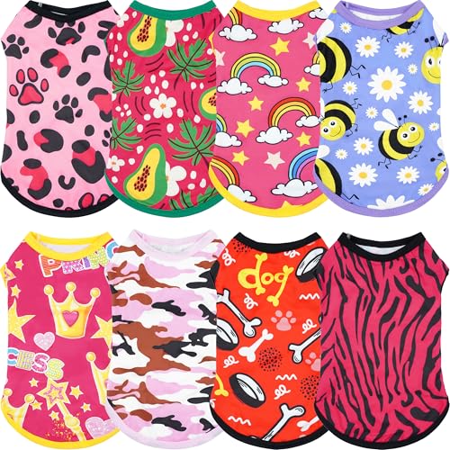JpGdn 8 Stück/Packung Hunde-Shirts für extra große Hunde und Mädchen, ärmelloses Tank-Top, weich, leicht, dehnbar, T-Shirts, Outfits, Rosa, Lila, Größe XL von JpGdn