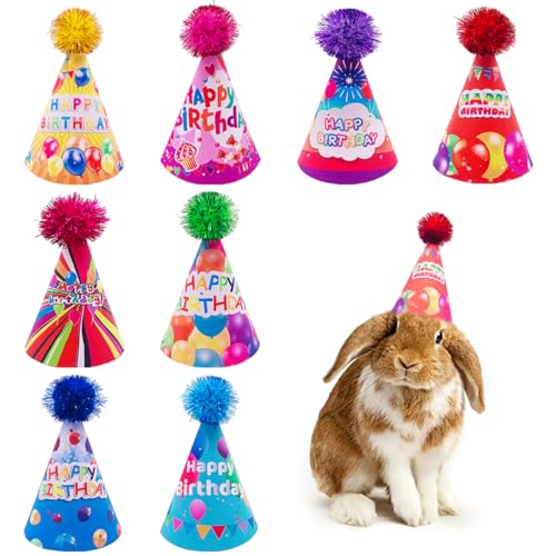 JpGdn 8pcs Mini Small Dog Happy Birthday Party Hüte für kleine Welpen Hund Katzen Kätzchen Junge Mädchen Geburtstag Kostüm Zubehör von JpGdn
