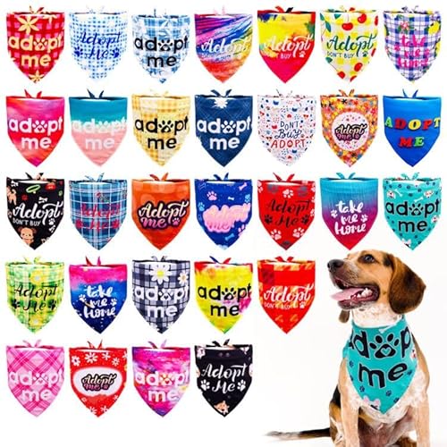 JpGdn Adopt Me Hundehalstücher mit Pfotenabdruck, Batikmuster, Blumenmuster, Rosa, Puple, Blau, für kleine und mittelgroße Mädchen, Jungen, Fostertiere, um nach Häusern oder Adoption zu suchen, 30 von JpGdn