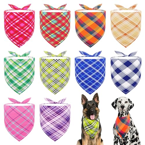 JpGdn Halstücher für große Hunde, kariert, für große und extra große Hunde, waschbar, dreieckig, für Jungen und Mädchen, Haustierpflege-Zubehör, 10 Stück JpGdn Halstücher für große Hunde, kariert, für große und extra große Hunde, waschbar, dreieckig, für Jungen und Mädchen, Haustierpflege-Zubehör, 10 Stück von JpGdn