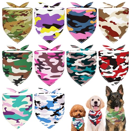 JpGdn Hundehalstuch, Camouflage, Militär, für große und große Rassen, Größe XL, XXL, Rosa, Lila, Gelb, Blau, Dreieck-Lätzchen, Kopftuch für Jungen und Mädchen, Fellpflege, Kostüm von JpGdn