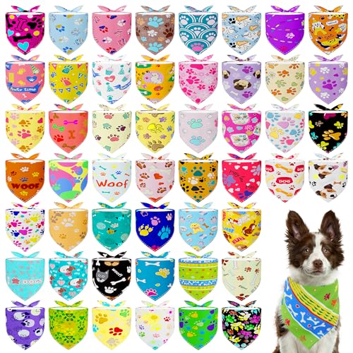 JpGdn Hundehalstücher, Größe L, 84 cm, für extra große Hunde, Mädchen, Jungen, mit Pfotenabdruck, Dreieck-Lätzchen, Kopftuch, Schals, Fellpflege, Kostüm, 50 Stück von JpGdn
