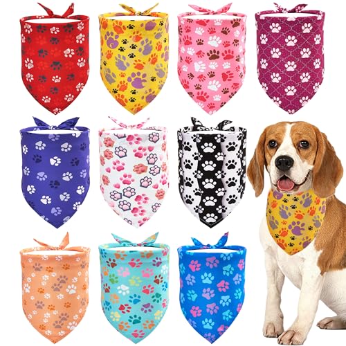 JpGdn Hundehalstücher für Jungen und Mädchen, mit Pfotenabdruck, Rot, Blau, Gelb, Rosa, Lila, Weiß, Schwarz, Grün, 10 Stück JpGdn Hundehalstücher für Jungen und Mädchen, mit Pfotenabdruck, Rot, Blau, Gelb, Rosa, Lila, Weiß, Schwarz, Grün, 10 Stück von JpGdn