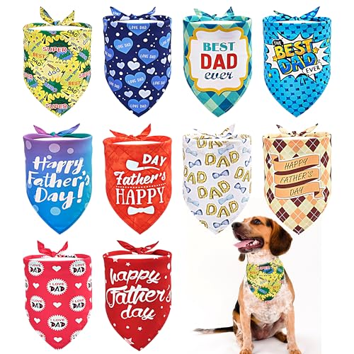 JpGdn Hundehalstücher für den Vatertag, Aufschrift "Best Dad", "Super Dad", "I Love Dad", "Happy Father's Day", Rosa, Blau, Gelb, kariert, für Mädchen, Jungen, kleine, mittelgroße Welpen, von JpGdn