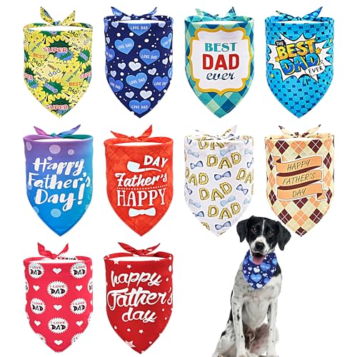 JpGdn Hundehalstücher für den Vatertag, Größe XL, XXL, Dreieck-Lätzchen, Kopftücher für Jungen und Mädchen, Pflegezubehör, Kostüm, 10 Stück von JpGdn