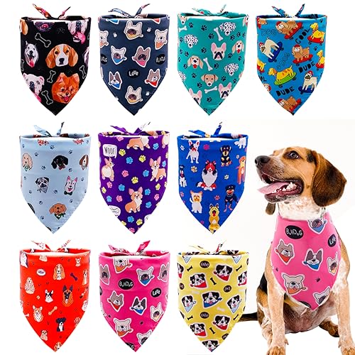JpGdn Hundehalstücher für große Hunde, Pfotenabdruck, 84 cm, 10 Stück, für große und extra große Rassen, Dreieck-Lätzchen, Kopftücher für Jungen und Mädchen, Pflegezubehör, Kostüm von JpGdn