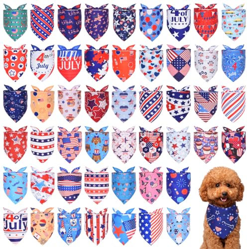 JpGdn Hundehalstücher für kleine und mittelgroße Hunde, patriotische amerikanische Flagge, für Jungen und Mädchen, Unabhängigkeitstag, Partys, Paraden, Pflegezubehör, 100 Stück von JpGdn