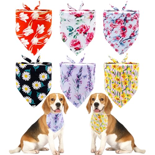 JpGdn Halstücher für kleine Hunde, Dreieckstuch für kleine und mittelgroße Hunde, Katzen, Welpen, waschbar, Frühlingshalstuch, Hundepflege-Zubehör, Kostüm, 6 Stück von JpGdn