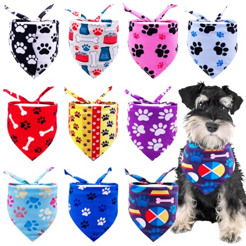 JpGdn Hundehalstücher mit Pfotenmuster, Dreieckstuch für kleine, mittelgroße und große Hunde, Katzen, Schweine, weiche Lätzchen, waschbar, Haustier-Halstuch, Hundepflege-Zubehör, Kostüm (Größe S, 10 JpGdn Hundehalstücher mit Pfotenmuster, Dreieckstuch für kleine, mittelgroße und große Hunde, Katzen, Schweine, weiche Lätzchen, waschbar, Haustier-Halstuch, Hundepflege-Zubehör, Kostüm (Größe S, 10 von JpGdn
