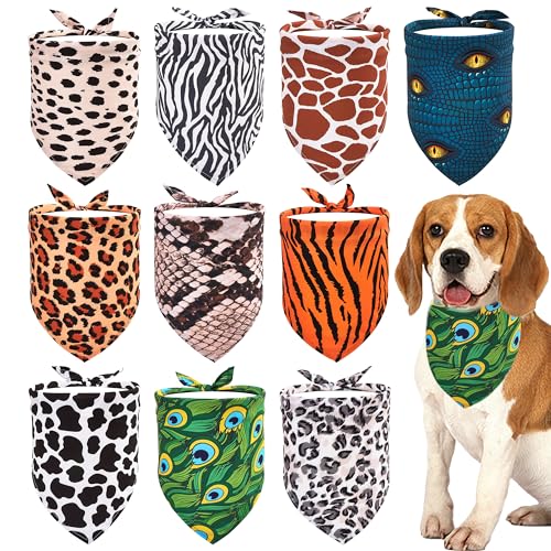 JpGdn Hundehalstücher mit Tierdruck, Dreiecks-Lätzchen, Kopftuch, Zebra, Leopard, Schlange, Tiger, Pfau, Gepard, Giraffe und Kuh, für kleine, mittelgroße Jungen und Mädchen, Pflegezubehör, 10 Stück JpGdn Hundehalstücher mit Tierdruck, Dreiecks-Lätzchen, Kopftuch, Zebra, Leopard, Schlange, Tiger, Pfau, Gepard, Giraffe und Kuh, für kleine, mittelgroße Jungen und Mädchen, Pflegezubehör, 10 Stück von JpGdn