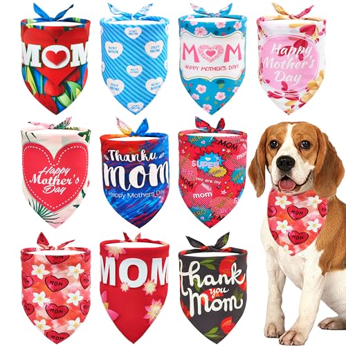 JpGdn Hundehalstücher zum Muttertag, mit Aufschrift "Best Mom", "Super Mom", "I Love Mom", "Happy Mother's Day", Rosa, Blau, Gelb, Batik-Blumenmuster, für Mädchen, Jungen, kleine, mittelgroße Welpen, JpGdn Hundehalstücher zum Muttertag, mit Aufschrift "Best Mom", "Super Mom", "I Love Mom", "Happy Mother's Day", Rosa, Blau, Gelb, Batik-Blumenmuster, für Mädchen, Jungen, kleine, mittelgroße Welpen, von JpGdn