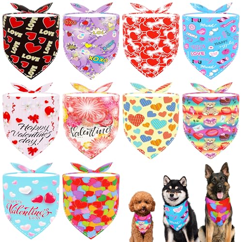 JpGdn Hundehalstücher zum Valentinstag, mit Herz-, Lippen- und Rosen-Aufdruck für mittelgroße Rassen, Dreieck-Lätzchen, Schals für Jungen und Mädchen, Urlaubszubehör, 10 Stück JpGdn Hundehalstücher zum Valentinstag, mit Herz-, Lippen- und Rosen-Aufdruck für mittelgroße Rassen, Dreieck-Lätzchen, Schals für Jungen und Mädchen, Urlaubszubehör, 10 Stück von JpGdn