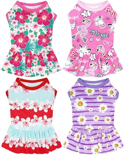JpGdn Hundekleider, Shirts für extra kleine Hunde, Mädchen, weiblich, Rosa, Lila, Rot, Welpen, Hunde, Kätzchen, Röcke, Sommerkleidung, Haustierbekleidung, florales Sommerkleid, kleines Gänseblümchen von JpGdn