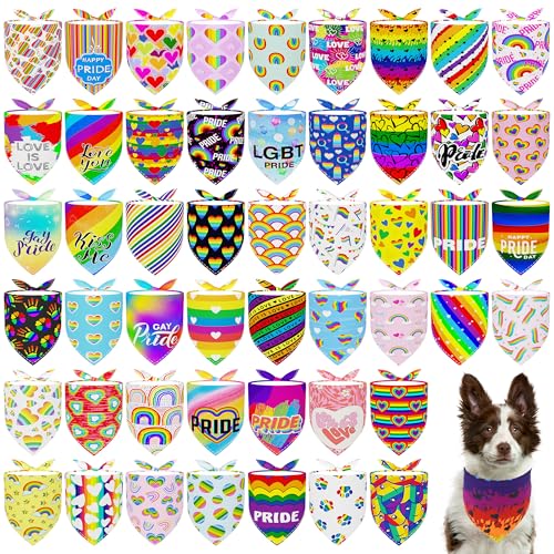 JpGdn Pride Day Hundehalstücher, groß, XL, XXL, für Jungen und Mädchen, verstellbare Dreieck-Lätzchen, Halstuch, Halstuch, Fellpflege, Feier-Zubehör, 50 Stück von JpGdn