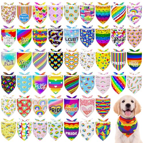 JpGdn Pride Day Hundehalstücher in Regenbogenfarben, verstellbar, Dreiecks-Lätzchen, Halstuch, Halstuch für kleine, mittelgroße Jungen und Mädchen, Pflegezubehör, 100 Stück von JpGdn