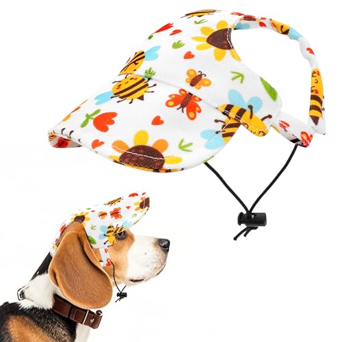 JpGdn Sonnenhut für Hunde, Baseballkappe für mittelgroße Welpen, Hunde, Katzen, mit Ohrlöchern, verstellbarer Kordelzug, wasserdicht, UV-Schutz, Honigbienenenweiß, Größe M JpGdn Sonnenhut für Hunde, Baseballkappe für mittelgroße Welpen, Hunde, Katzen, mit Ohrlöchern, verstellbarer Kordelzug, wasserdicht, UV-Schutz, Honigbienenenweiß, Größe M von JpGdn